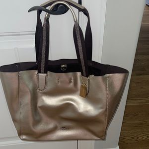 Metallic Coach leather tote